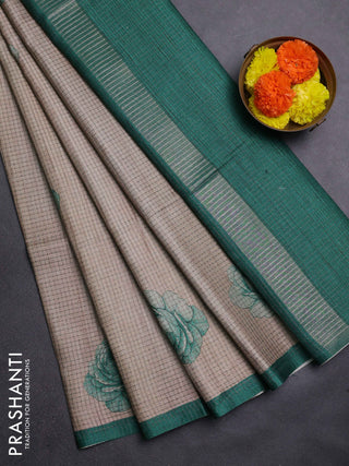 Beige & Green Chappa Saree
