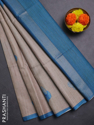 Peach & Blue Chappa Saree