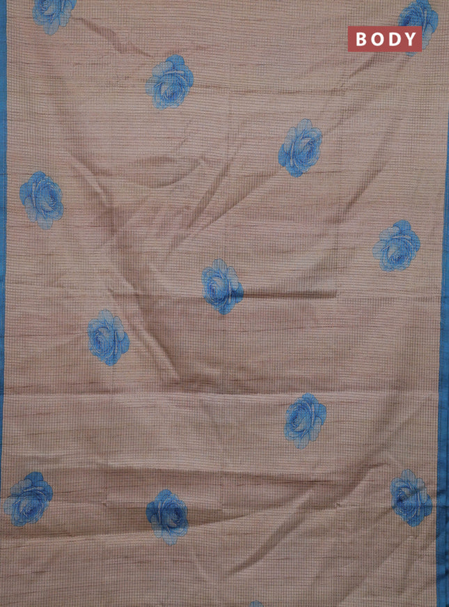 Peach & Blue Chappa Saree
