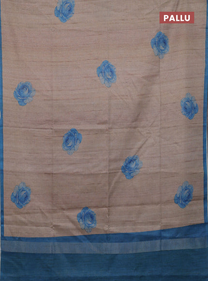 Peach & Blue Chappa Saree