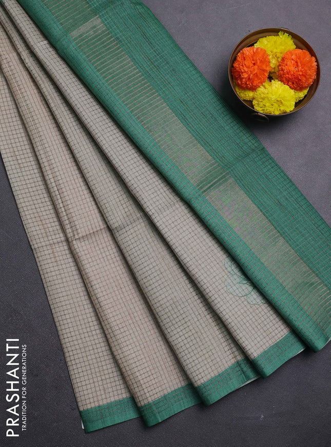 Beige & Green Chappa Saree