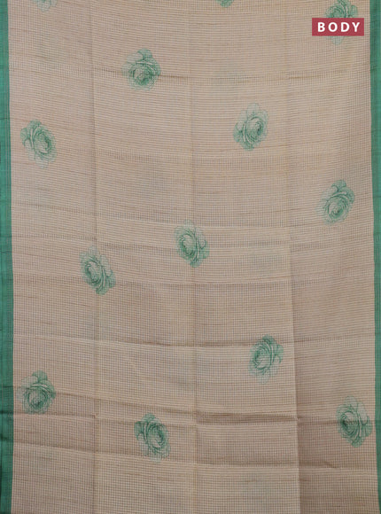 Beige & Green Chappa Saree