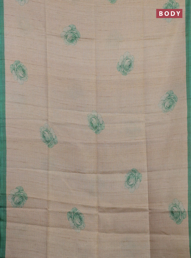 Beige & Green Chappa Saree