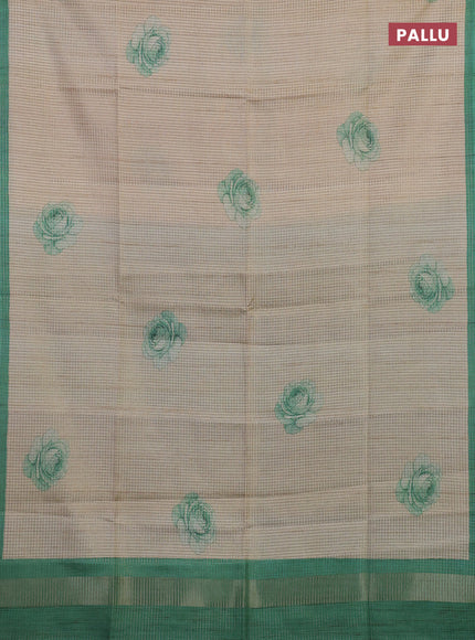 Beige & Green Chappa Saree