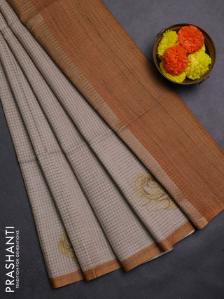 Beige & Mustard Yellow Chappa Saree