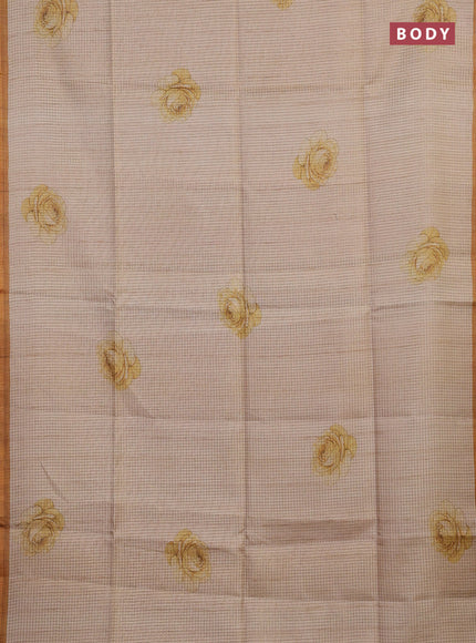 Beige & Mustard Yellow Chappa Saree
