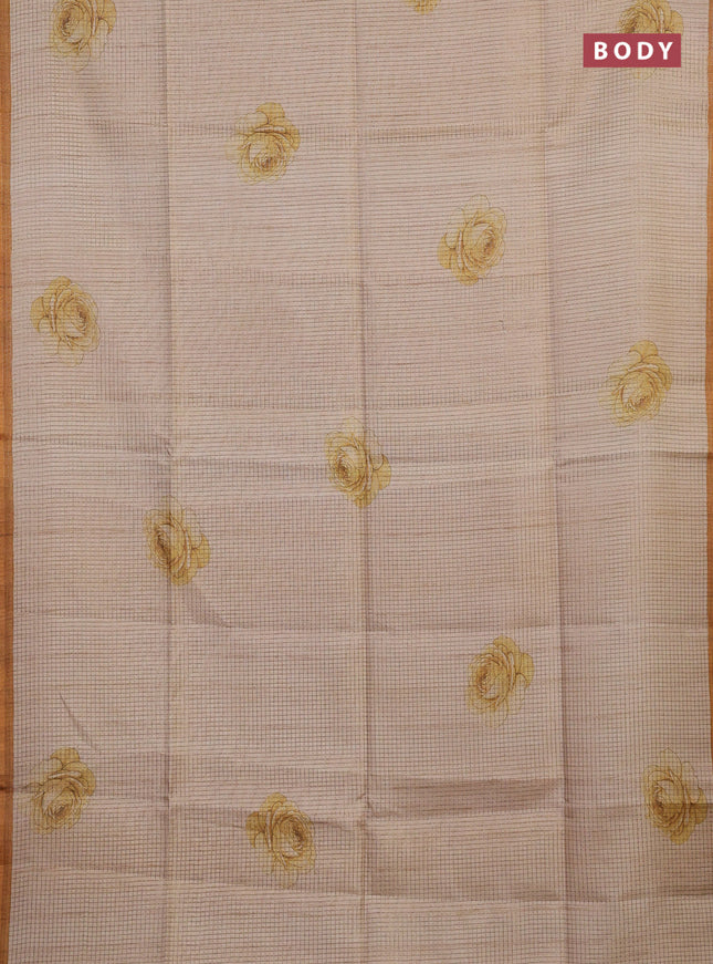 Beige & Mustard Yellow Chappa Saree