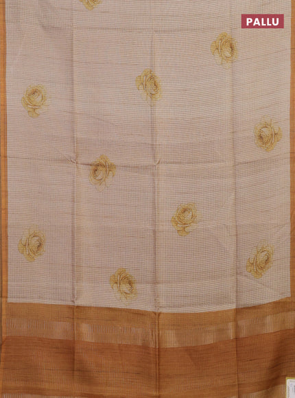 Beige & Mustard Yellow Chappa Saree