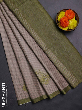 Beige & Green Chappa Saree