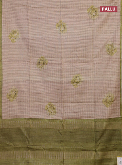 Beige & Green Chappa Saree