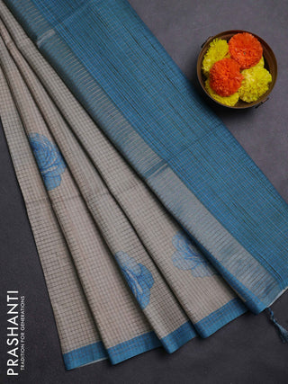 Beige & Blue Chappa Saree