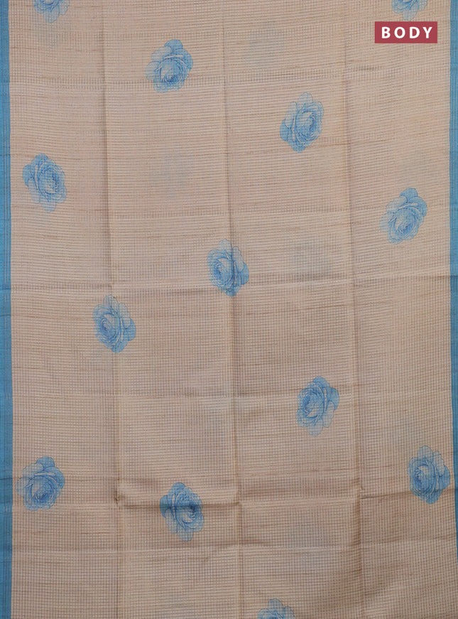 Beige & Blue Chappa Saree