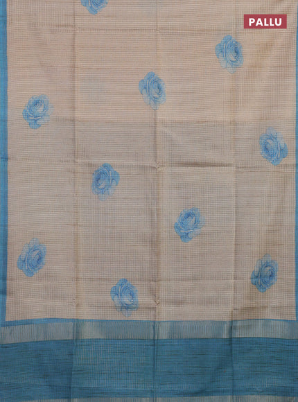 Beige & Blue Chappa Saree
