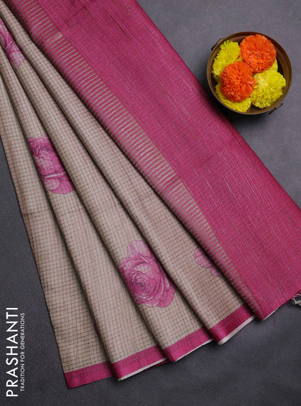 Beige & Pink Chappa Saree