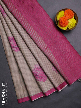 Beige & Pink Chappa Saree