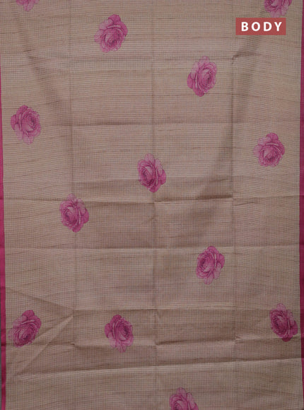 Beige & Pink Chappa Saree