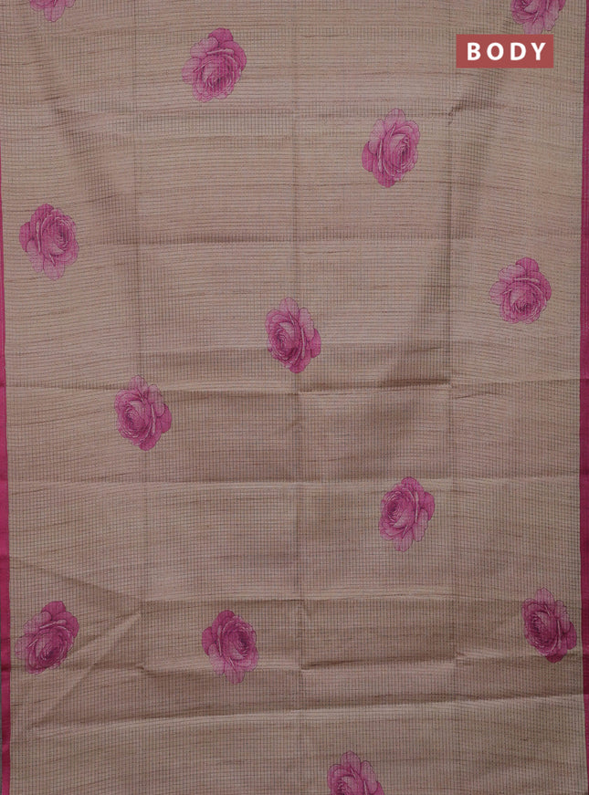 Beige & Pink Chappa Saree