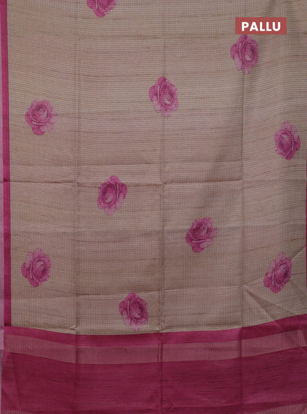 Beige & Pink Chappa Saree