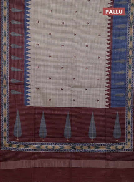 Beige & Wine Chappa Saree