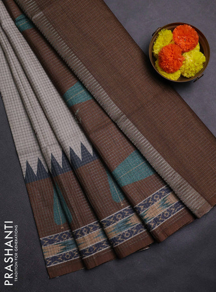 Beige & Olive Green Chappa Saree