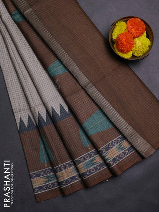 Beige & Olive Green Chappa Saree