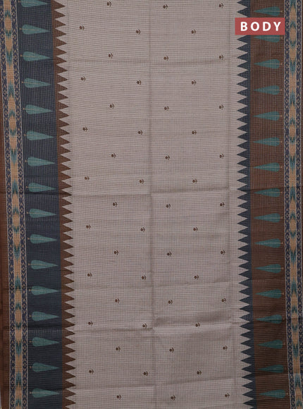 Beige & Olive Green Chappa Saree