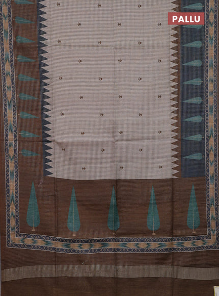 Beige & Olive Green Chappa Saree