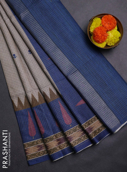 Beige & Blue Chappa Saree