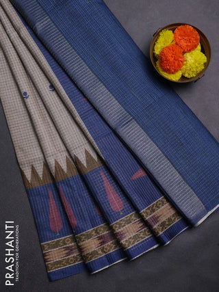 Beige & Blue Chappa Saree