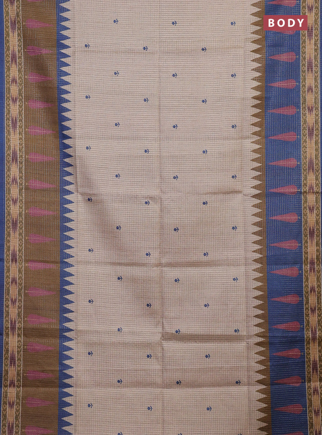 Beige & Blue Chappa Saree