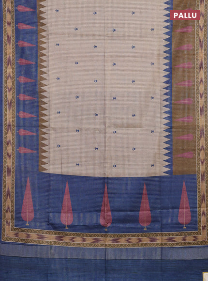 Beige & Blue Chappa Saree