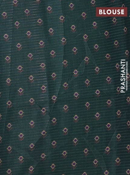 Beige & Bottle Green Chappa Saree