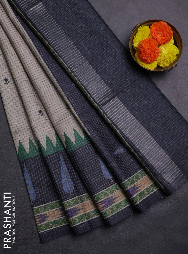 Beige & Grey Chappa Saree