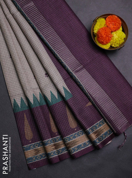 Beige & Purple Chappa Saree