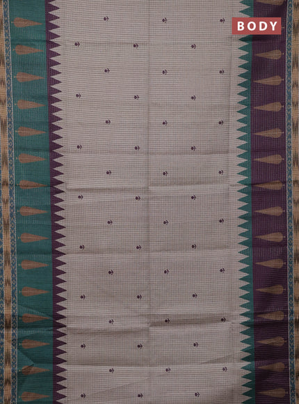 Beige & Purple Chappa Saree