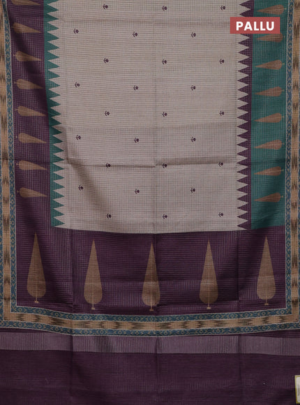 Beige & Purple Chappa Saree
