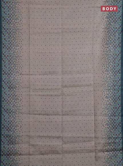 Beige & Peacock Green Chappa Saree