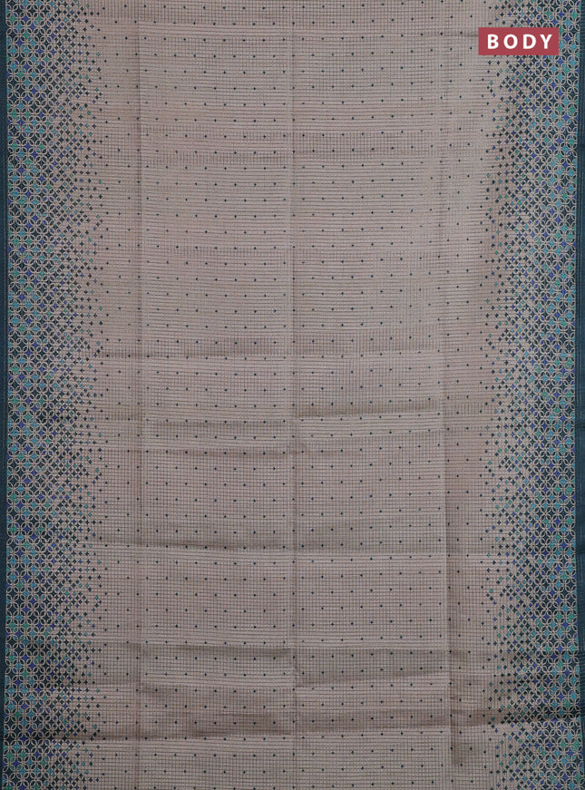 Beige & Peacock Green Chappa Saree