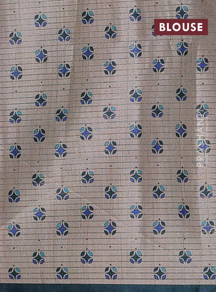 Beige & Peacock Green Chappa Saree