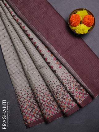 Beige & Brown Chappa Saree
