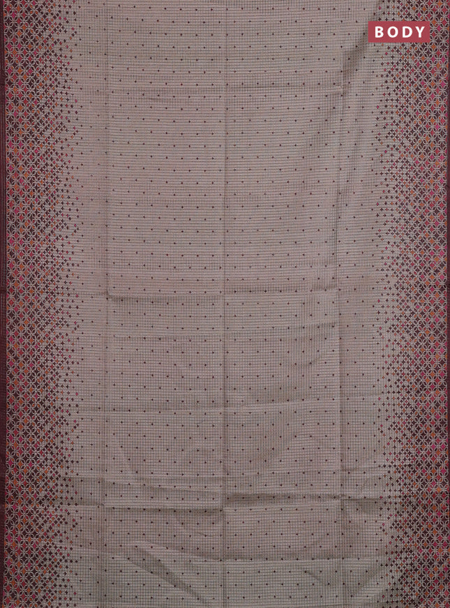Beige & Brown Chappa Saree