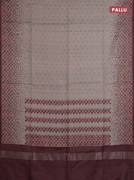 Beige & Brown Chappa Saree