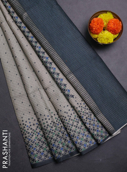 Beige & Grey Chappa Saree
