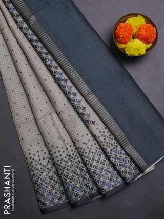 Beige & Grey Chappa Saree