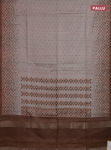 Beige & Brown Chappa Saree