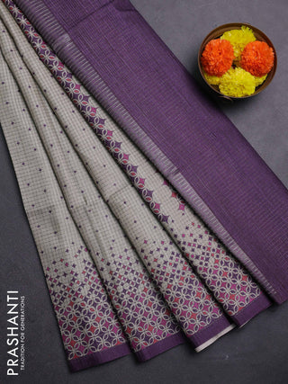 Beige & Purple Chappa Saree