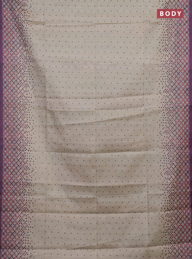 Beige & Purple Chappa Saree