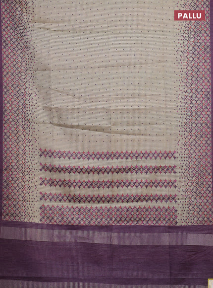 Beige & Purple Chappa Saree