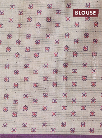 Beige & Purple Chappa Saree