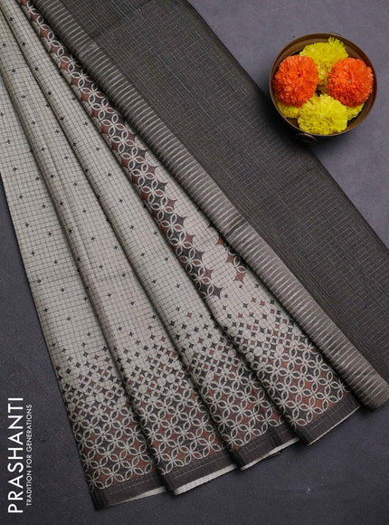 Beige & Elephant Grey Chappa Saree
